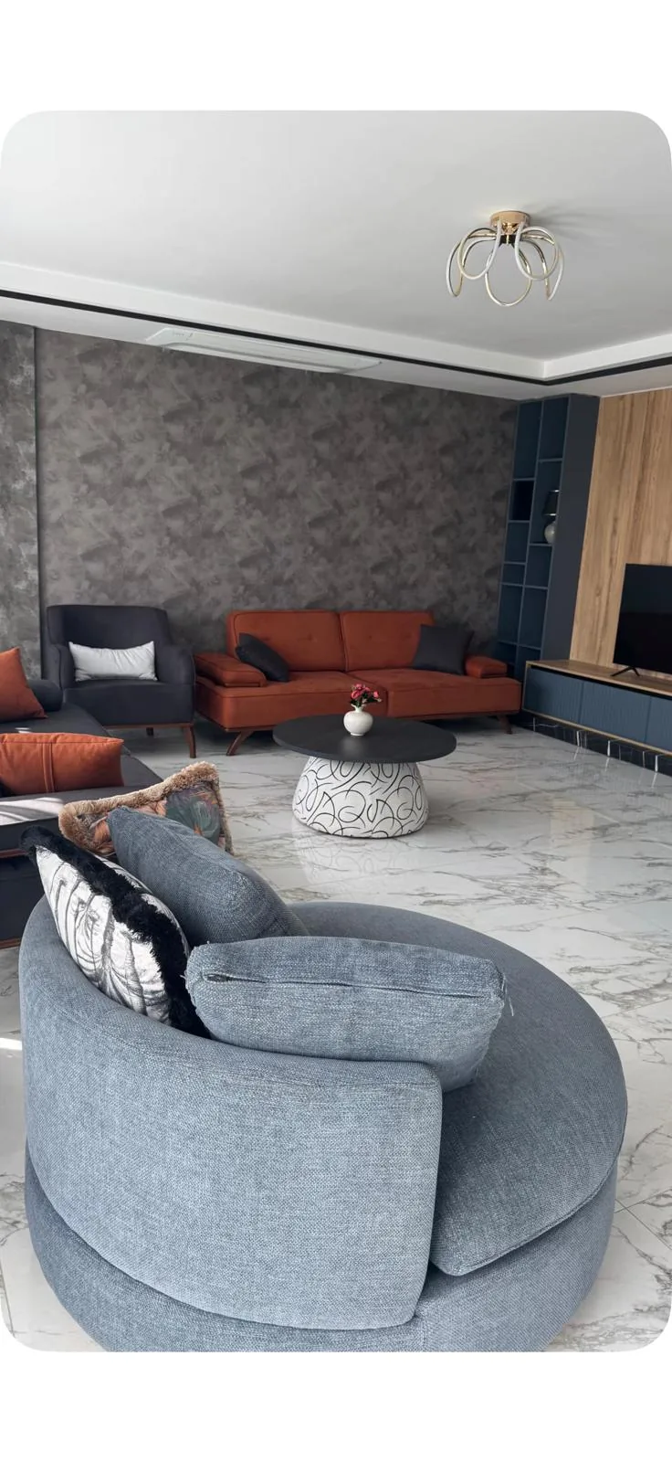 Modern living area with TV